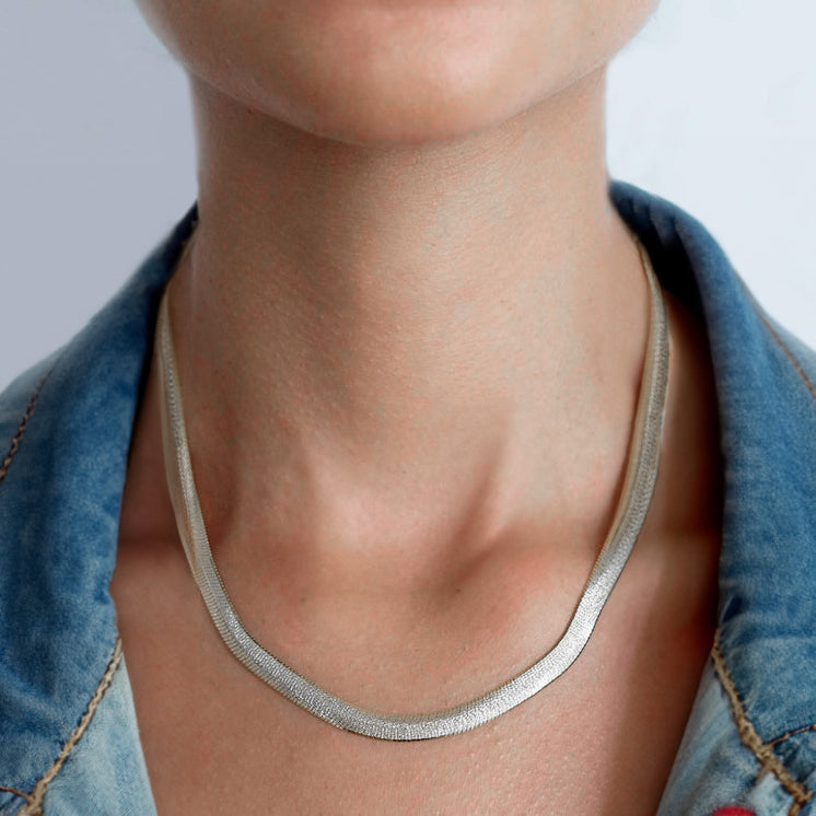 Diamond Cut Silver Chain for Women- herringbone necklace near me