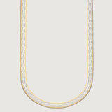 Flat Gold Diamond Cut herringbone necklace women-gold and silver two tone chain necklace