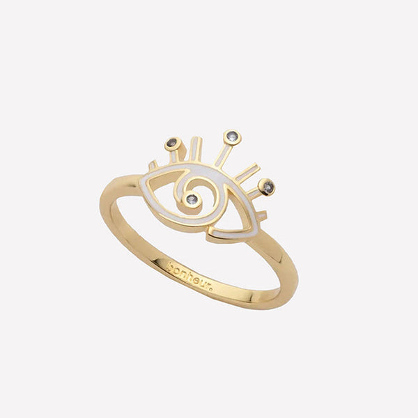 Swarovski Crystal Evil Eye Gold Ring-yellow gold rings under $200