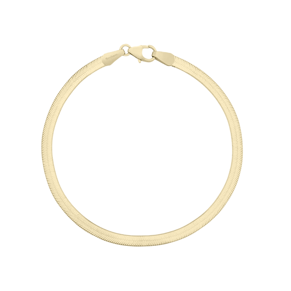 Thin Yellow Gold Herringbone Bracelet for women-Snake Bracelet Gold