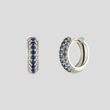 Pave Huggie Hoop Earrings for Women-Swarovski Crystal Chunky Huggie Hoop Earrings Set