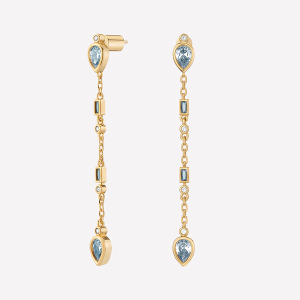Blue Swarovski Crystal dangle earrings for women-Long Dangle Earrings