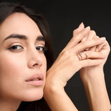 Swarovski Crystal Split Shank Bezel Ring for Women- Jeweled rings for girlfriend