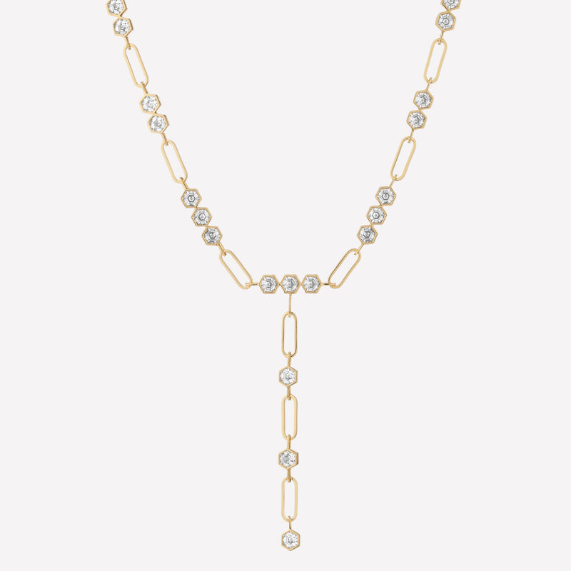 Swarovski Crystal Lariat Paperclip Necklace for women- big link chain necklace