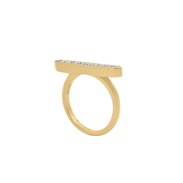 Swarovski Crystal Yellow Gold bar Ring For Women-rings for $200
