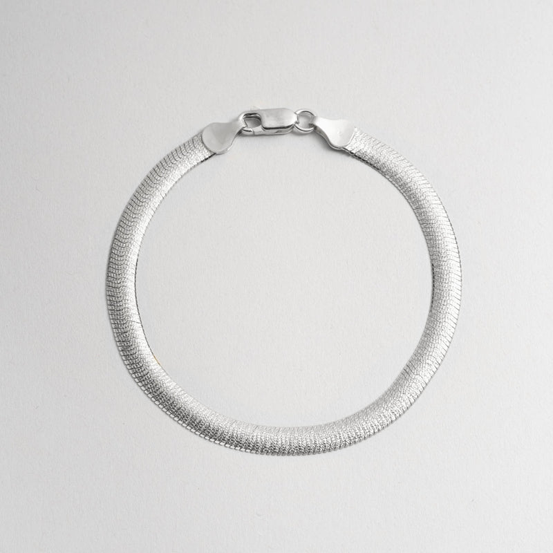 Flat Sterling Silver herringbone bracelet for women-Soho Bracelets