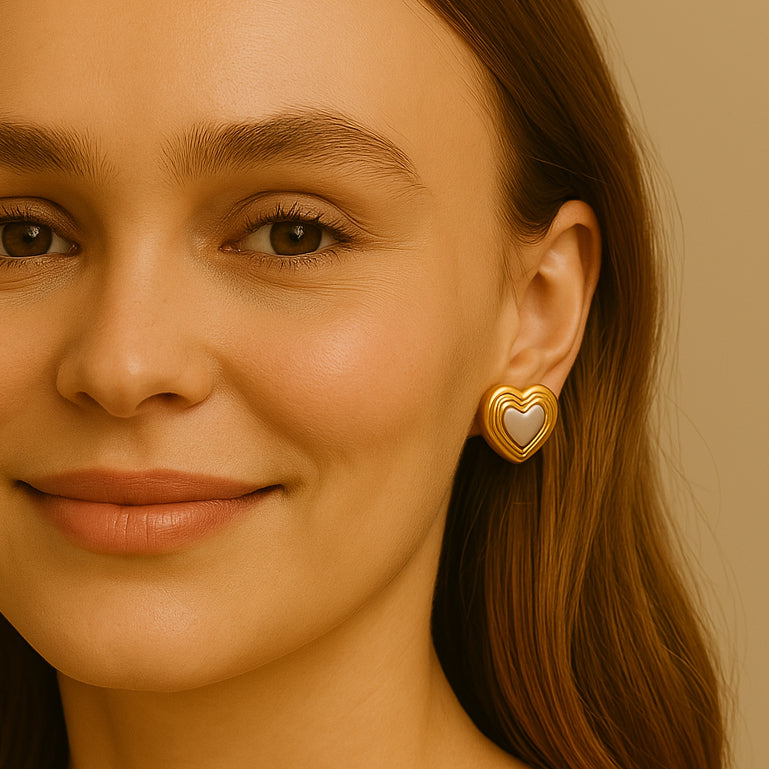 Womens Big Heart Earrings by Bonheur Jewelry NYC- Bonheur's Ridged Chunky Heart Earrings Near Me