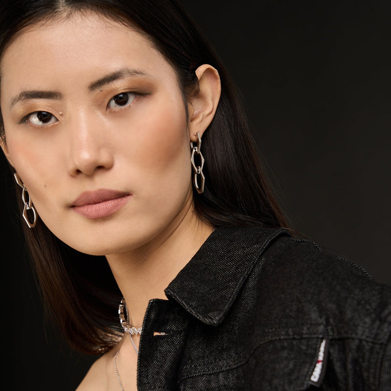 Long Link Earrings for women-chain loop earrings 