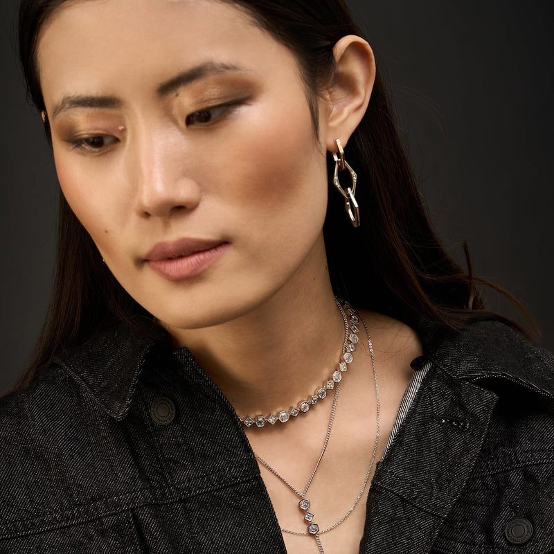 Long Link Earrings for women-chain loop earrings 