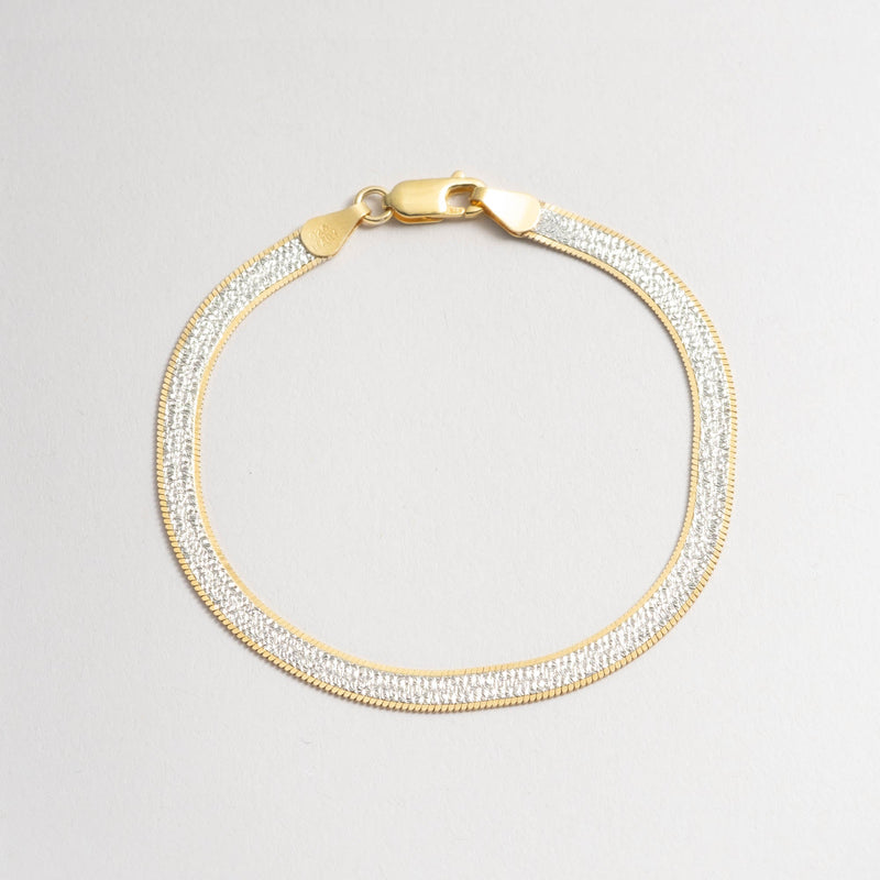 Yellow Gold Diamond Cut Chain Bracelet for women-Herringbone bracelet gold