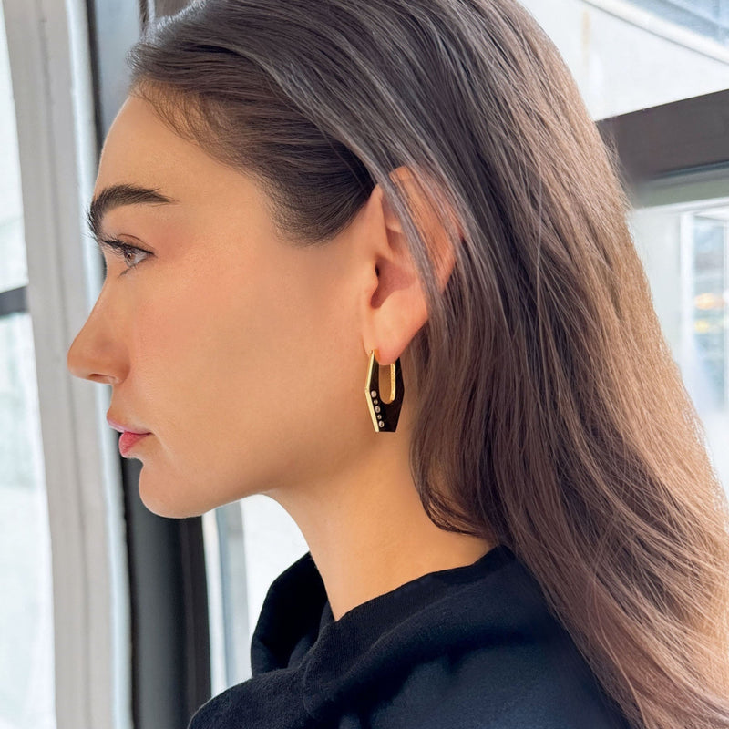 Hexagon Hoop Earrings-earrings for womens gold designs 