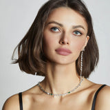 Faceted White Swarovski Crystal Ear Drop Earrings for women-sparkling drop earrings for wedding