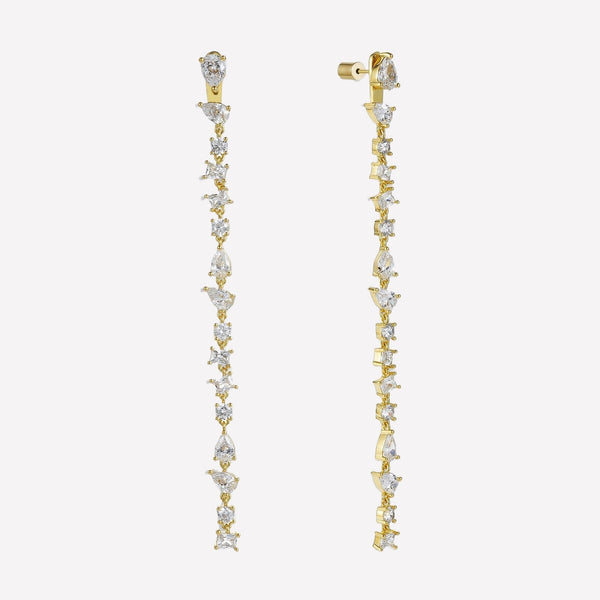 White Swarovski Crystal Ear Drop Earrings-Crystal drop earrings wedding