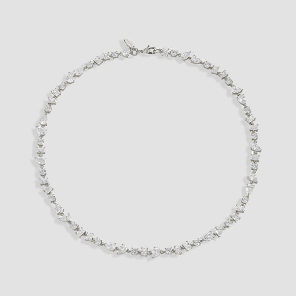 White Swarovski Tennis Crystal Necklace-Waterproof tennis necklace womens