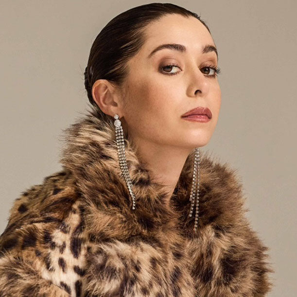 Women's Long dangling earrings near me-White Swarovski crystal earrings long