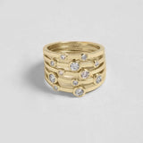 White Swarovski Crystal Bezel rings-Round Bezel Ring Set For Women