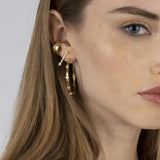 Bezel-Set White Swaroski Crystal Hoop Earrings for Women- Large Brass Hoop Earrings With Latch Backs