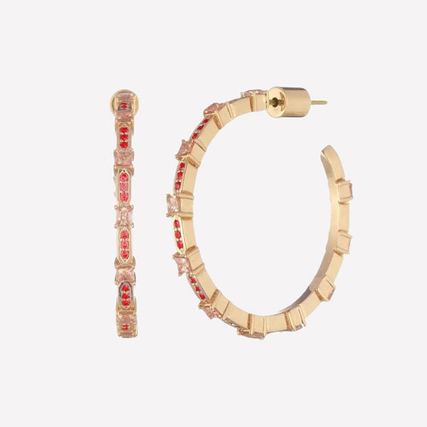 Swarovski Crystal Yellow Gold Dangling Hoop Earring for Women-eye candy jewelry earrings