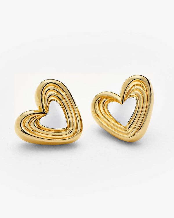 Womens Big Heart Earrings by Bonheur Jewelry NYC- Ridged Chunky Heart Earrings Near Me