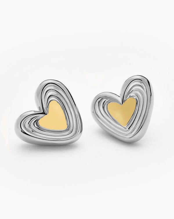 Womens Big Heart Earrings by Bonheur Jewelry NYC- Ridged Chunky Heart Earrings Near Me