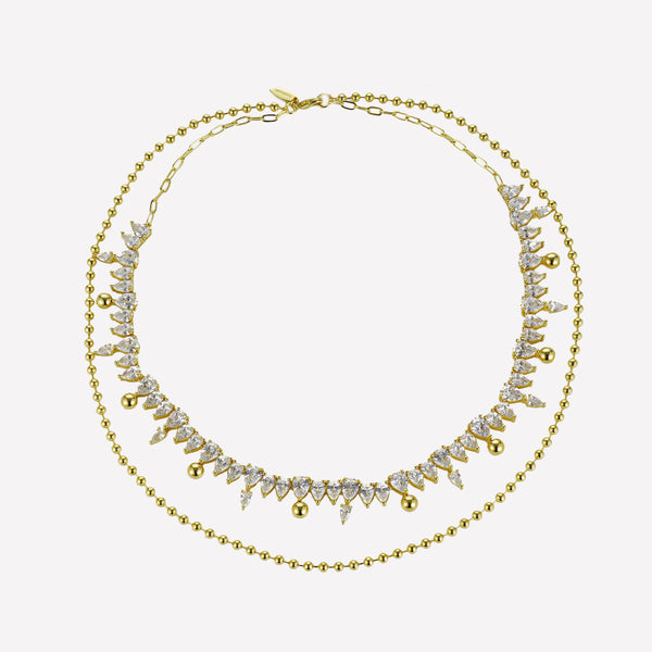 Crystal Beaded Necklace-Bead necklace women's