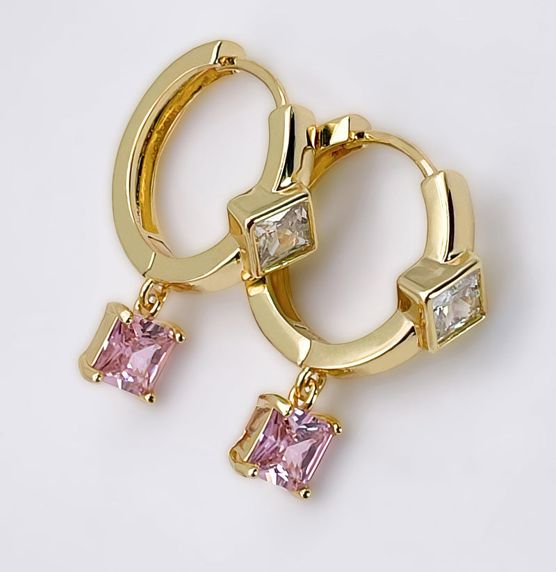 Women's Swarovski crystal Charm Hoops for women-round earrings hoop