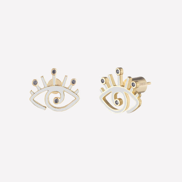 Swarovski Crystal Enamel Evil Eye Stud Earrings For Women-Greece Evil Eye Jewelry