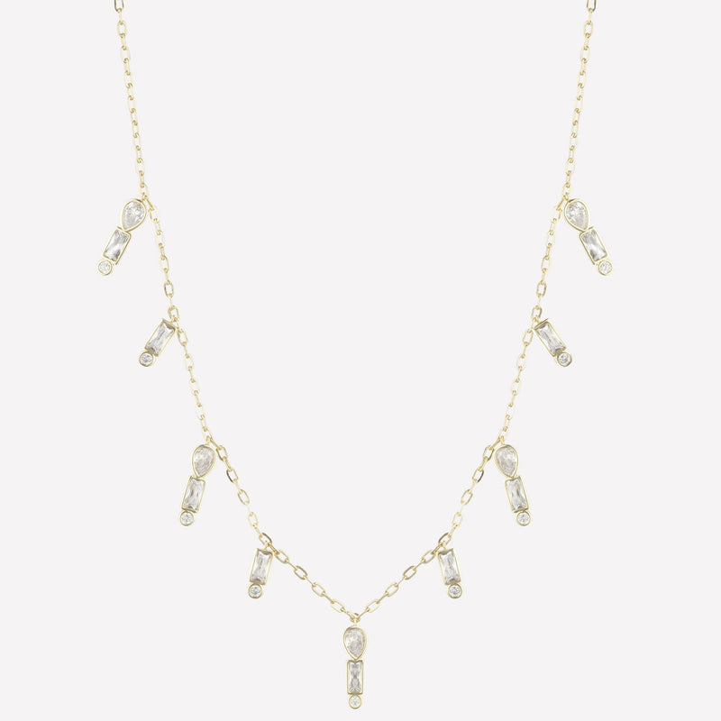 White Swarovski Crystal Multi-Charm Necklace chunky- paperclip charm necklace nyc