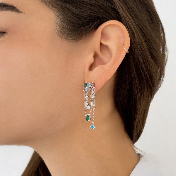 Colored Swarovski Crystal gem drop earrings for women-sparkle drop earrings