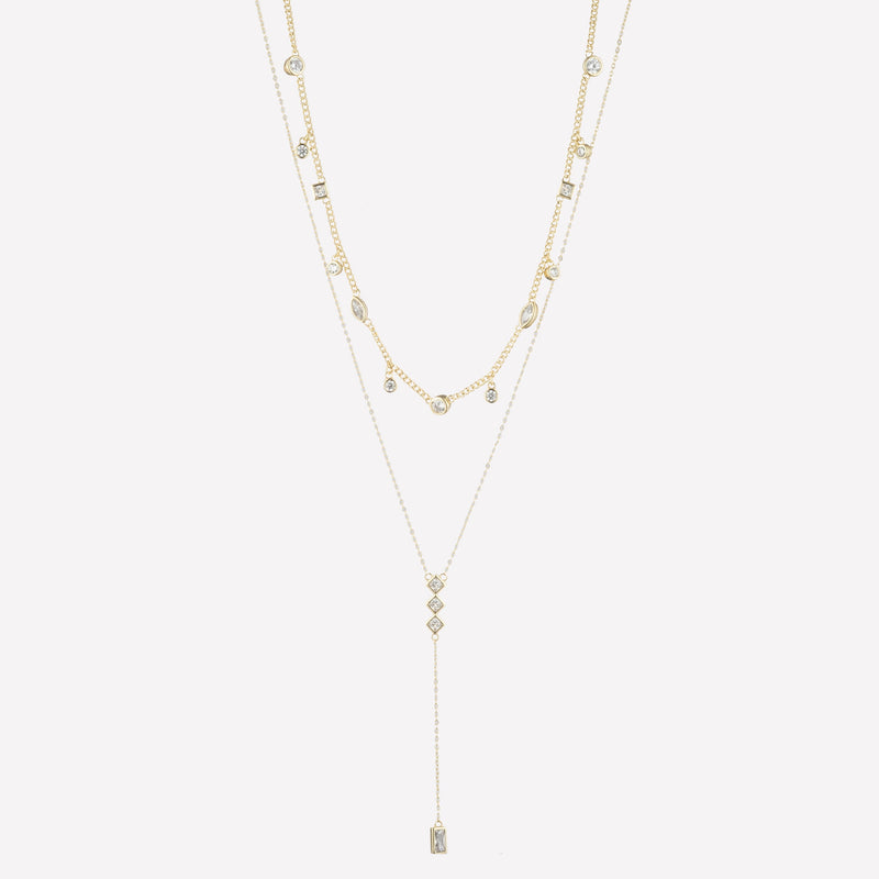 Adjustable white swarovski crystal bezel-set lariat necklace for women-ny necklaces