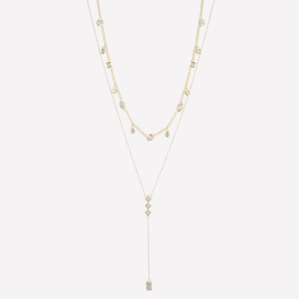 Adjustable white swarovski crystal bezel-set lariat chain necklace for women-ny necklaces