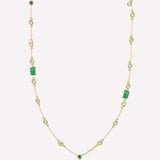 Bezel Ser Swarovski Crystal Adjustable Chain Necklace-Multi Color Stone Necklace for women
