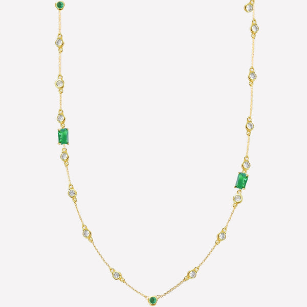 Bezel Ser Swarovski Crystal Adjustable Chain Necklace-Multi Color Stone Necklace for women