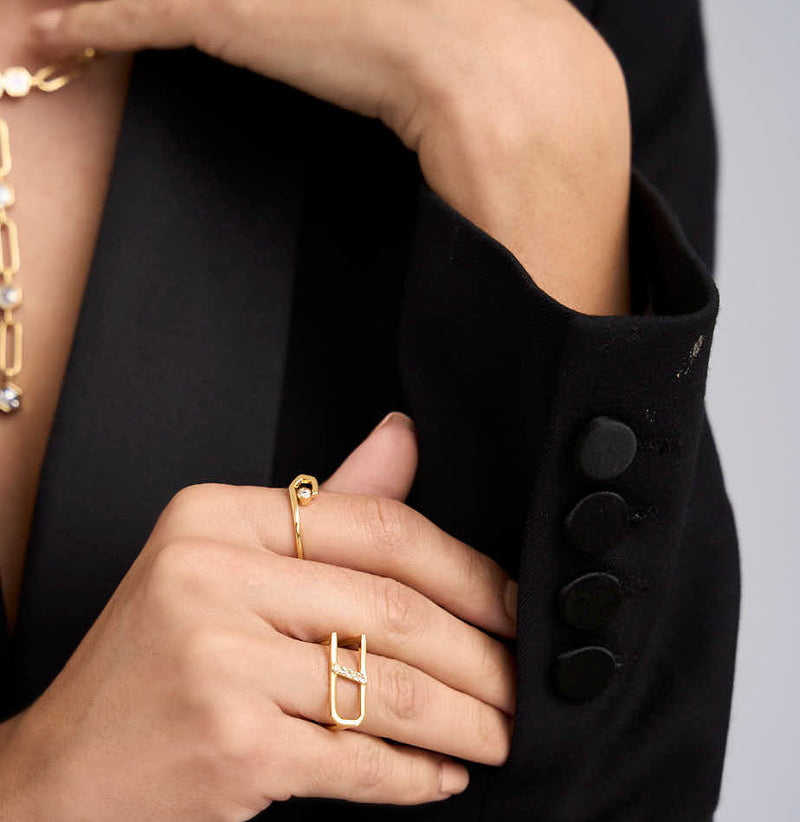 Swarovski Crystal Bezel-Set Ring For Women-thin band rings
