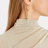 White Swarovski Double Hoop Earrings for women-Gold Boho Hoop Earrings nickel free