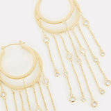 White Swarovski Double Hoop Earrings for women-Gold Boho Hoop Earrings nickel free