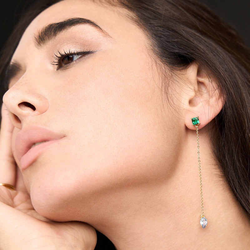 Swarovski Crystal DANGLE CHAIN EARRINGS-multi color earrings design With Post Backs