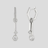 Bezel-Set White Swarovski Crystal Hoops with charms for women-Detachable hoop earrings interchangeable charms