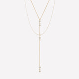 White Swarovski Crystal Y Chain Necklace-Mixed link chain necklace for women