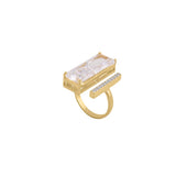 White Swarovski Crystal Gold Cocktail Ring-yellow gold large rings