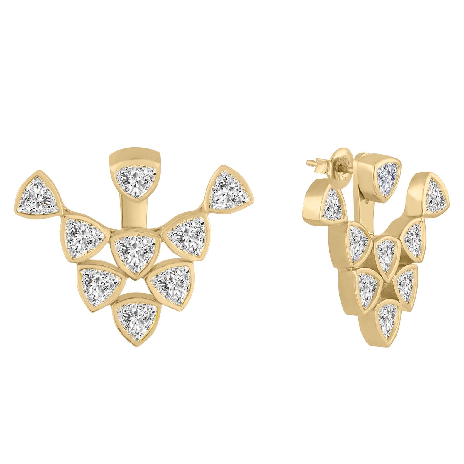 Lily Rose Swarovski Jacket Earrings with Swarovski crystals, gold or rhodium finish, front view.
