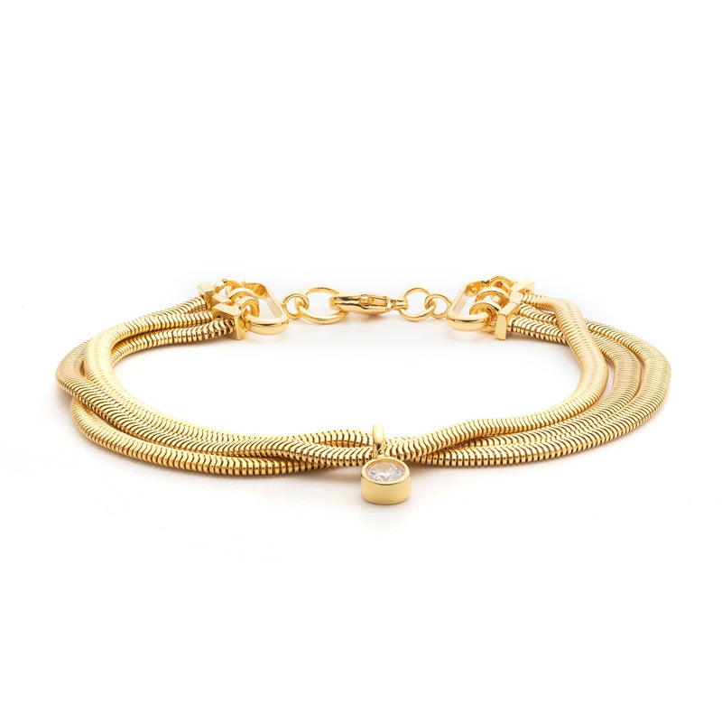 Yellow Gold Snake Chain Bracelet With Pendant-16th birthday bracelet for Women