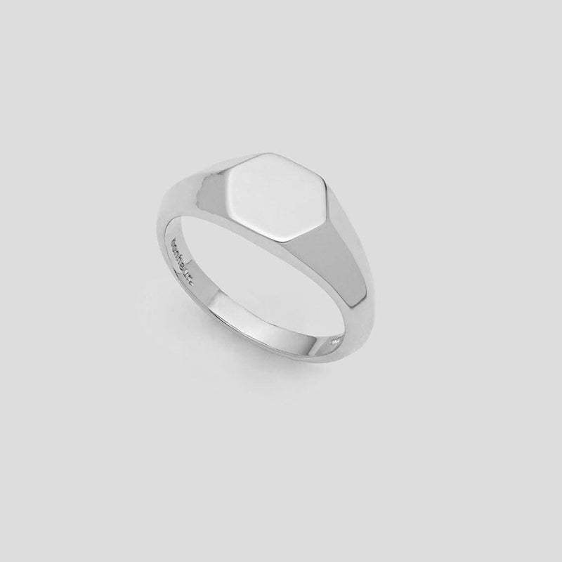 Hexagon Blank Signet Ring for Women-Brass Signet Ring pinky