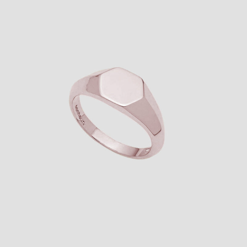 Hexagon Blank Signet Ring for Women-Brass Signet Ring pinky