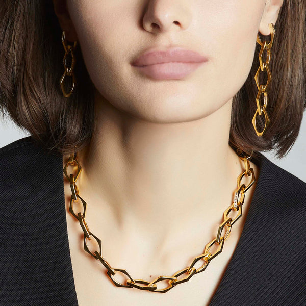 Yellow Gold Chunky Chain Necklace for Women-gold chain link necklace