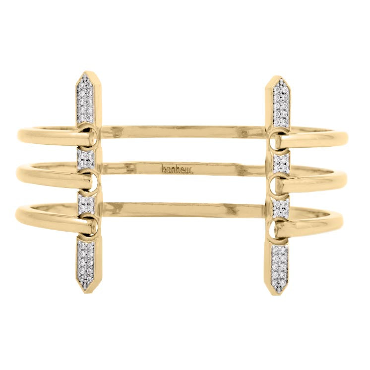 Women's Pave Statement Gold Bracelet-Open Bangle Bracelets gold