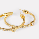 Swarovski Crystal Gold Ribbed Hoop Earrings for Her-best earrings for a round face