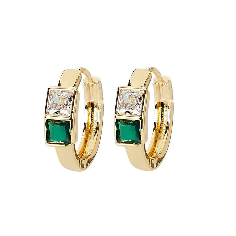 Swarovski Crystal Hoops-Bezel-Set Multi Colored Stone Earrings for women