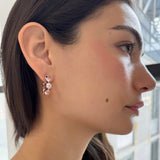 White Swarovski Crystal Bezel-Set Earrings for women-minimalist bridal jewelry 