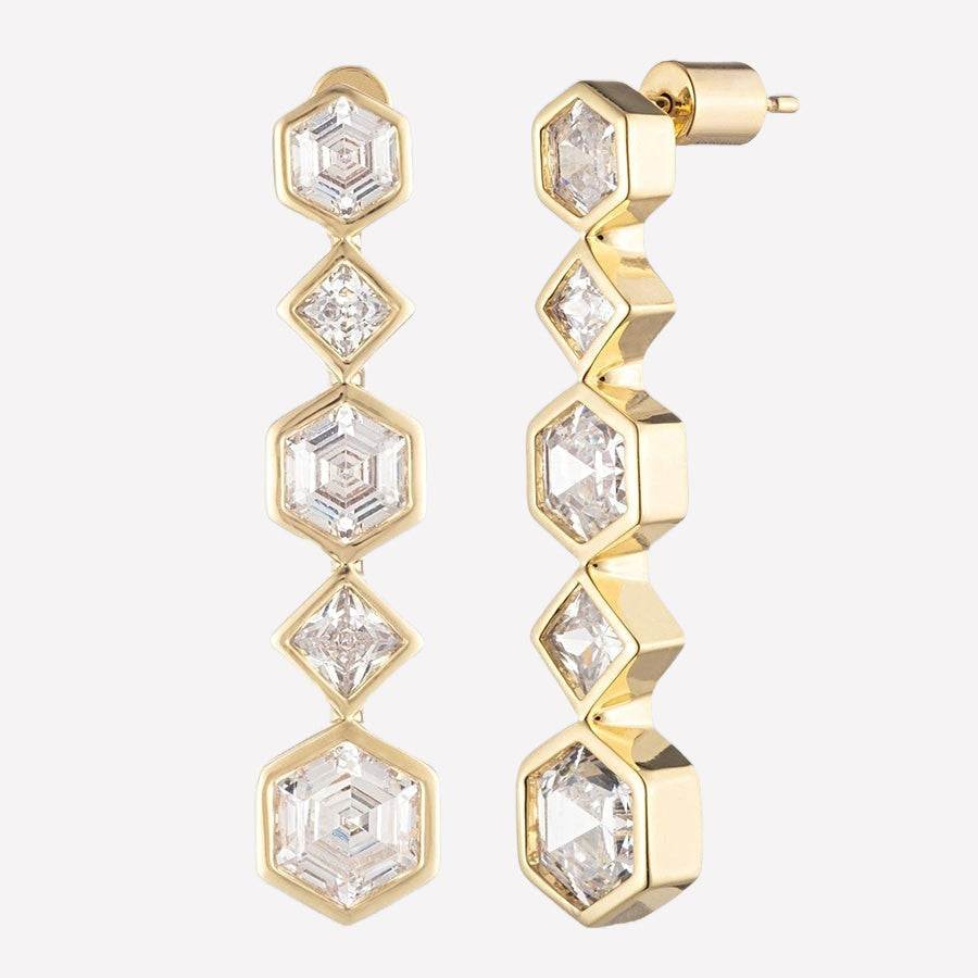 Azlee 18kt yellow gold diamond drop earrings